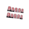 Hantyer 10pcs French Glam Press on Nails with Tools Kit, Short Duckbill Glossy Black French Tips, Rhinestones & 3D Flower Designs, Reusable & Easy Apply for Parties & Special Events