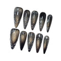 Hantyer Handmade Press On Nails Long Stiletto Edition 10pcs False Nails For Women (#685)
