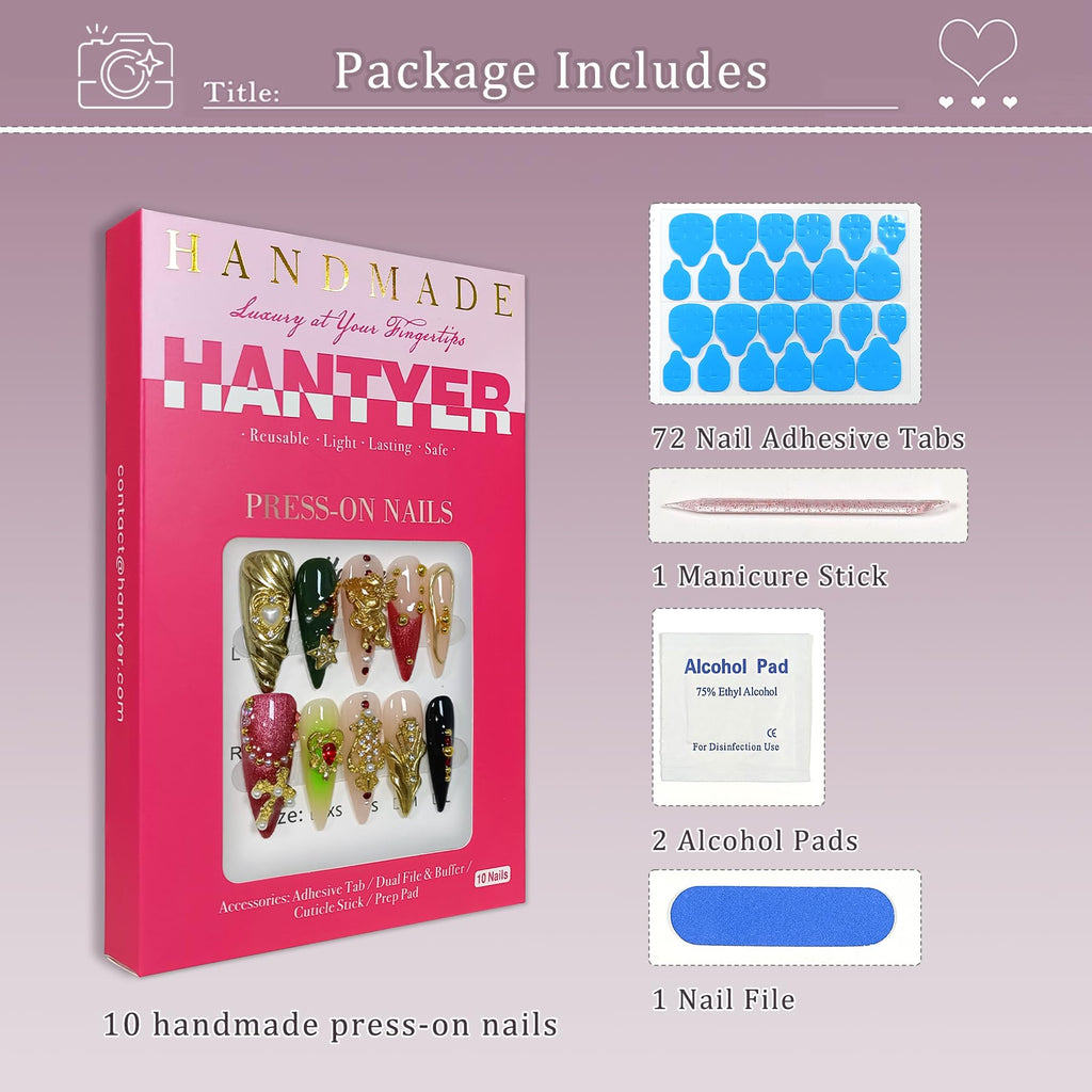 Handmade Press On Nails Long Stiletto Edition 10pcs False Nails For Women