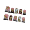Hantyer Black Grey French Tip Cat Eye Press on Nails with 3D Metal Seashell, Starfish & Pearl Charms, Lipstick Shape Glossy Iced Sweet Cool Fake Nails, Edgy Glam False Nails for Party