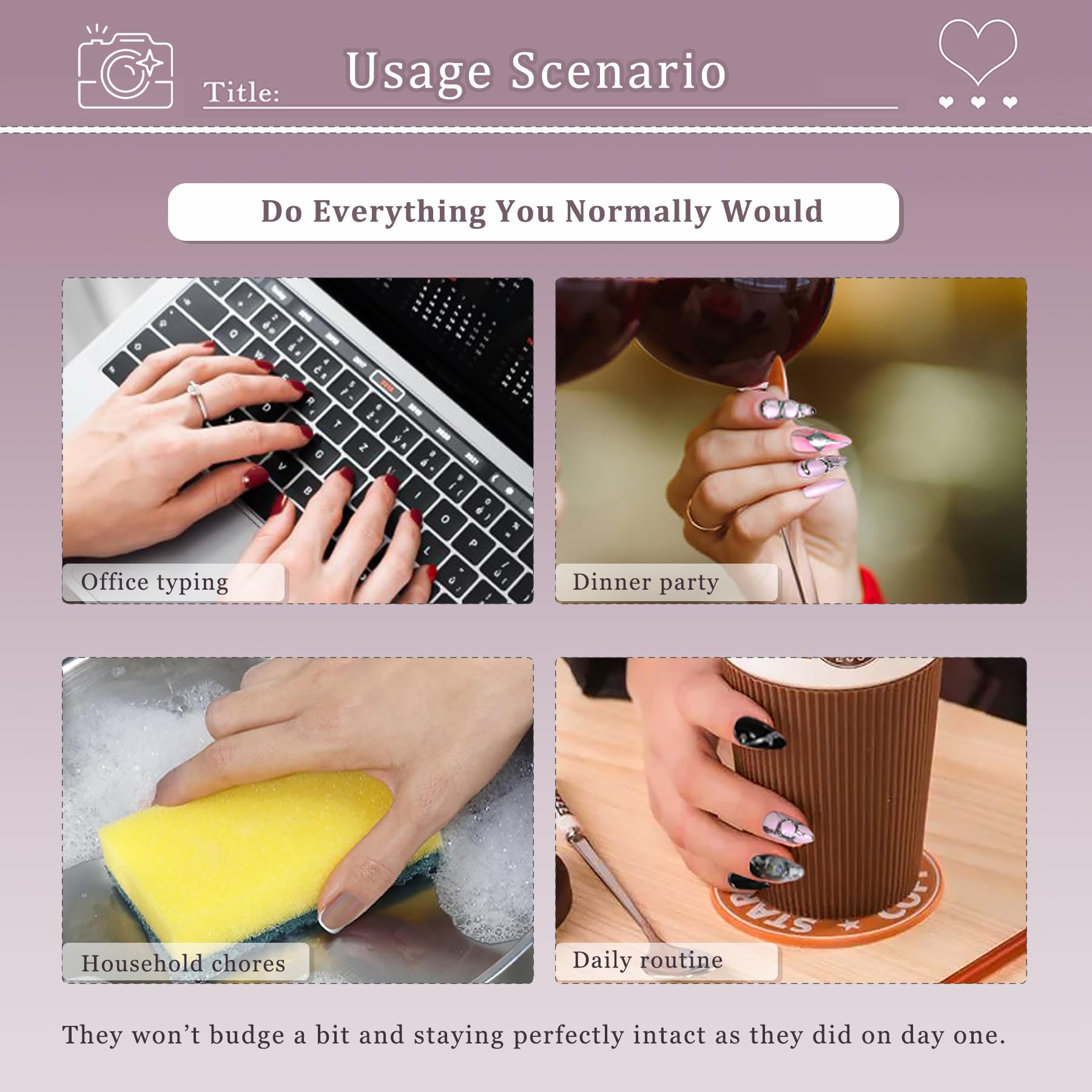 Hantyer Press on Nails Medium Coffin False Nails with Butterfly Design, White Rhinestones & Pearls, Pink Gradient Glossy Cat Eye, Handmade Tips with Tool Kit Salon Nails Sweet Style for Women