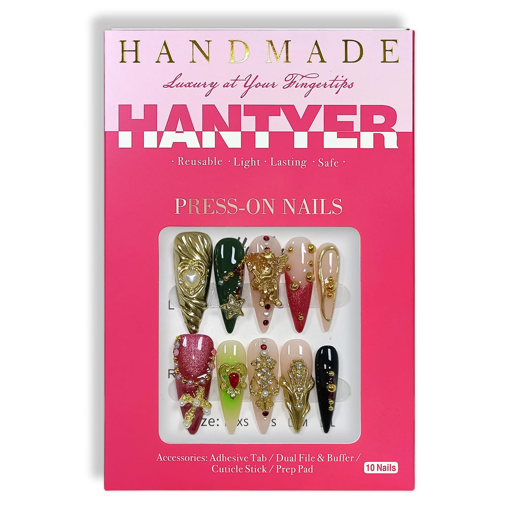 Handmade Press On Nails Long Stiletto Edition 10pcs False Nails For Women