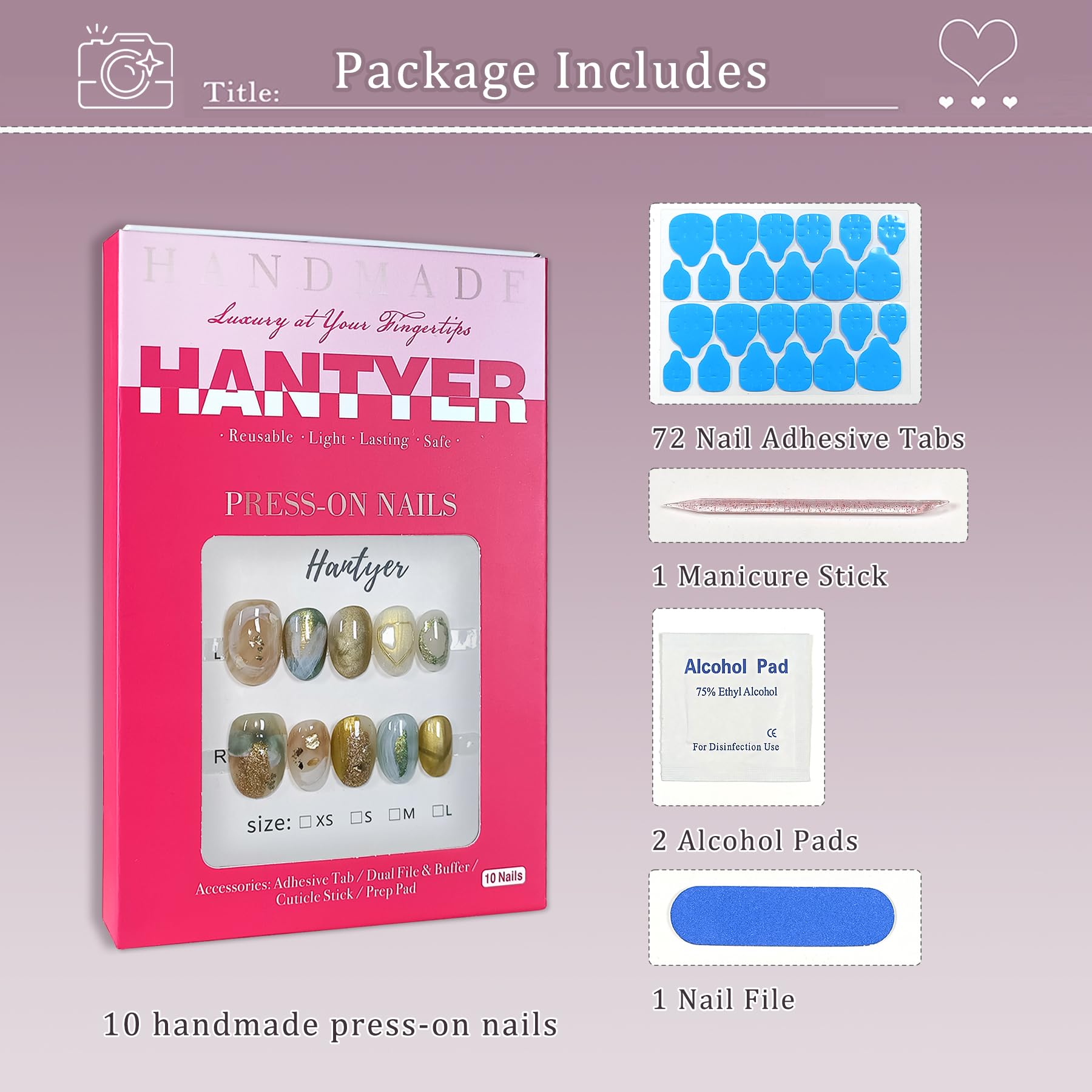 Hantyer Golden Ombre Press on Nails with 3D Glitter Flakes & Gold Foil, Short Oval Glossy Soft Glam Fake Nails, Reusable Elegant False Nails for Women Fall Winter Season Party