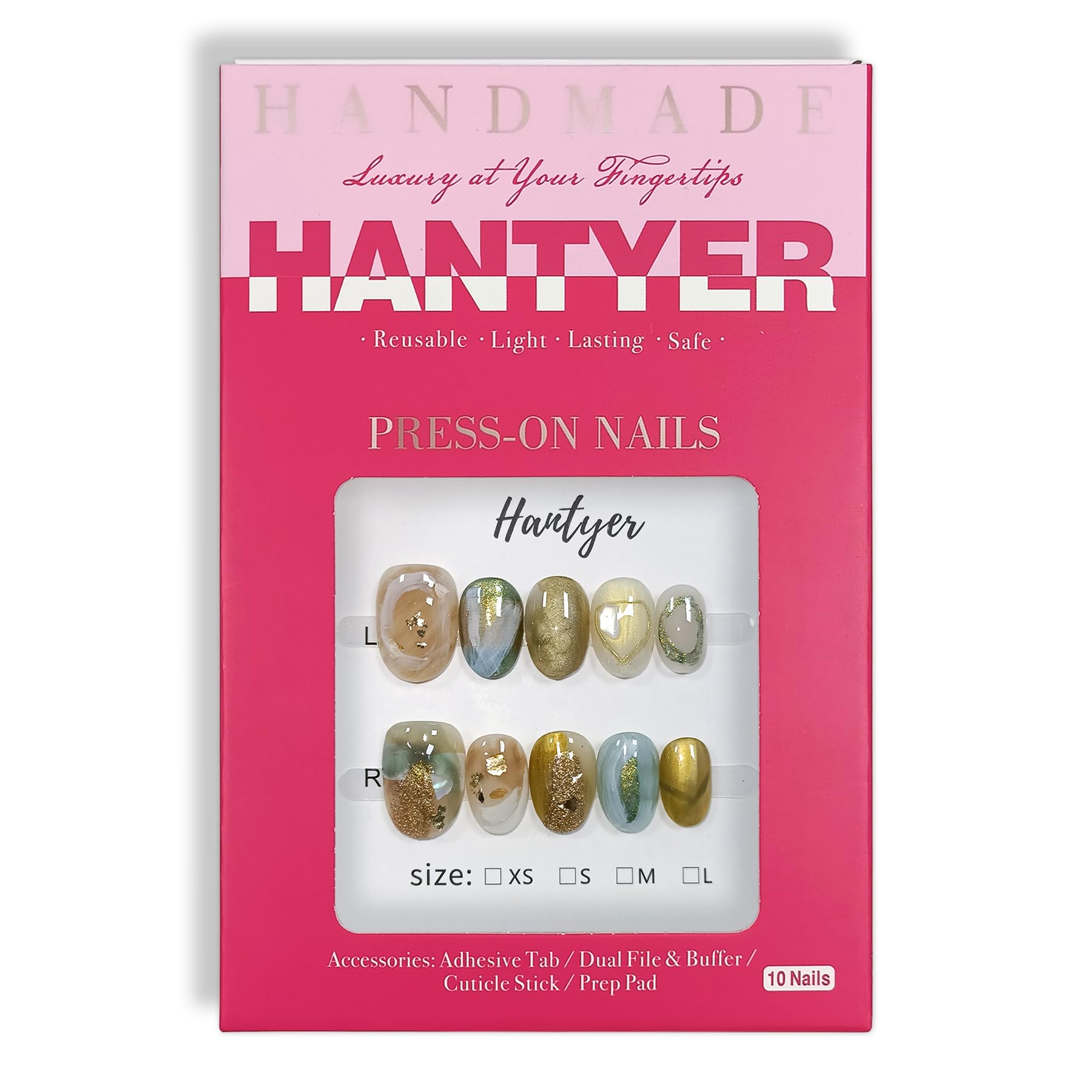 Hantyer Golden Ombre Press on Nails with 3D Glitter Flakes & Gold Foil, Short Oval Glossy Soft Glam Fake Nails, Reusable Elegant False Nails for Women Fall Winter Season Party